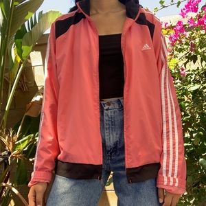 pink adidas windbreaker track jacket